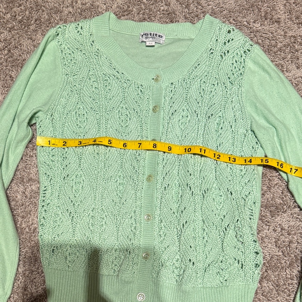 Petite Studio Mint Green Openwork Button-Up Cardigan / AA7 - Picture 3 of 5